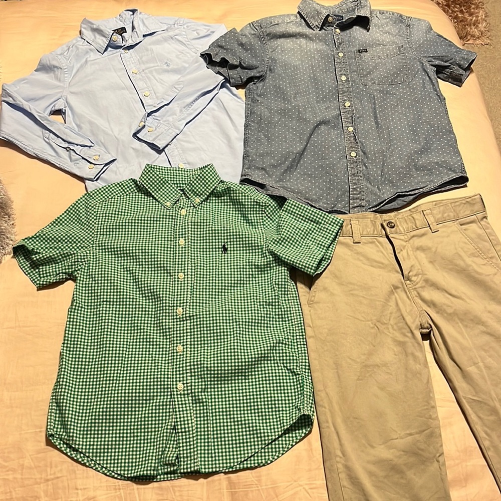 Polo Ralph Lauren BOYS Size M (10-12) Button Down Shirt and CHAPS pants bundle